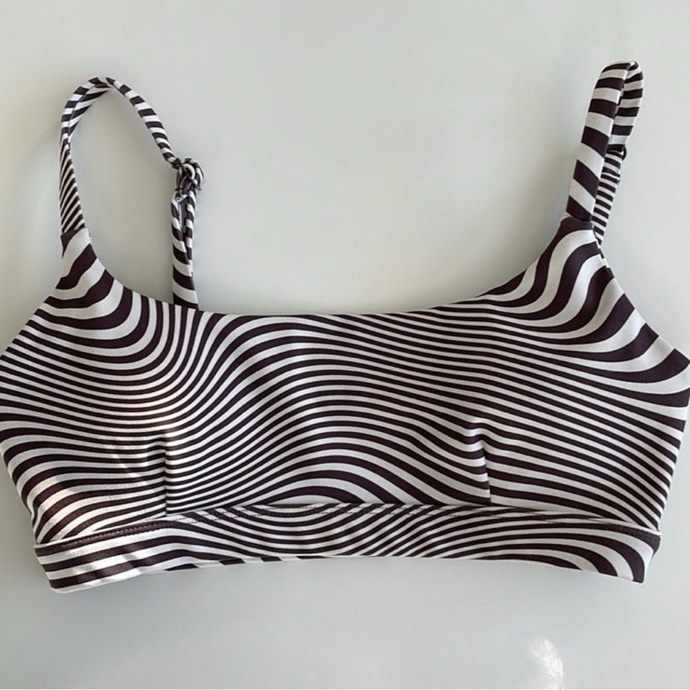 Vitality Black and White Striped Sports Bra